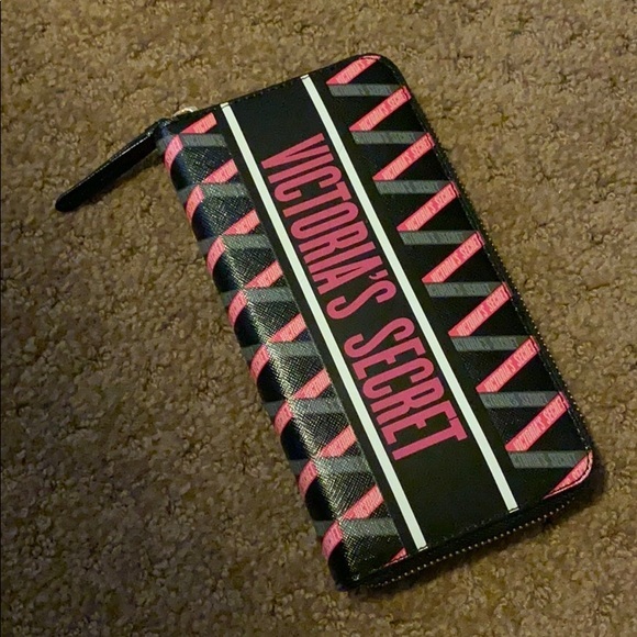 Victoria’s sweet Pink Black Clutch Wallet Ribbon Design New - Picture 1 of 6